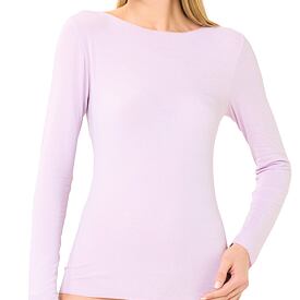 Damski t-shirt z długim rękawem modal z kaszmirem, jasnofioletowy