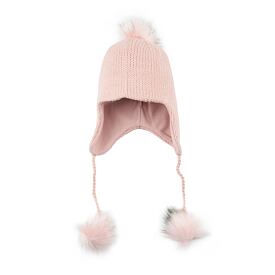 Dziecięca czapka z wełną z alpaki z podszewką Coco różowa