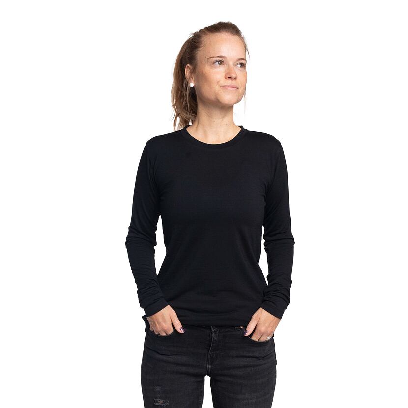 Damska koszulka Merino Woolee z długim rękawem czarna model 2024