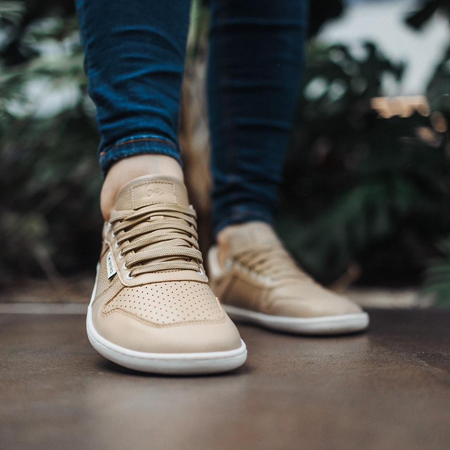 Skórzane buty barefoot Be Lenka Champ beżowe